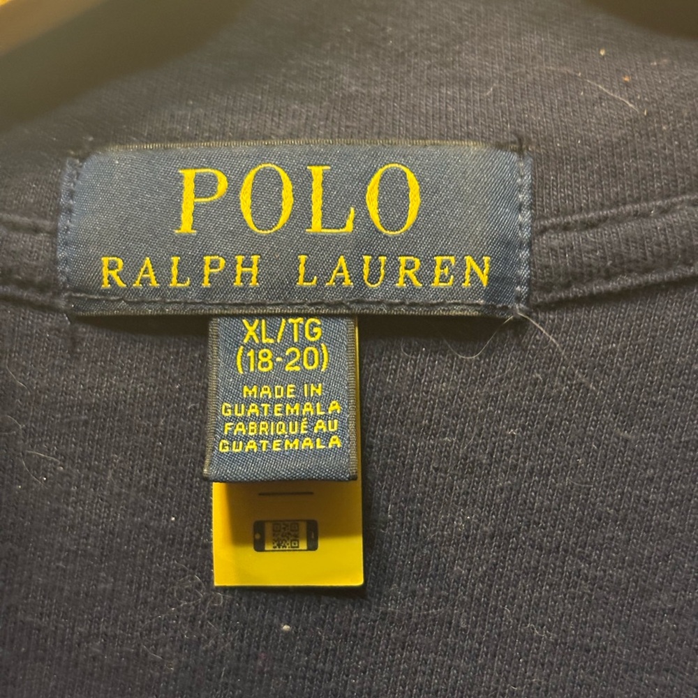 POLO RALPH LAUREN Cotton 1/4 Zip Navy Polo Sweater - Picture 5 of 8